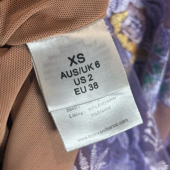 Bronx and Banco NWOT Eva Midi Dress in Lilac Floral Embroidery Size XS US 2 - Picture 12 of 14